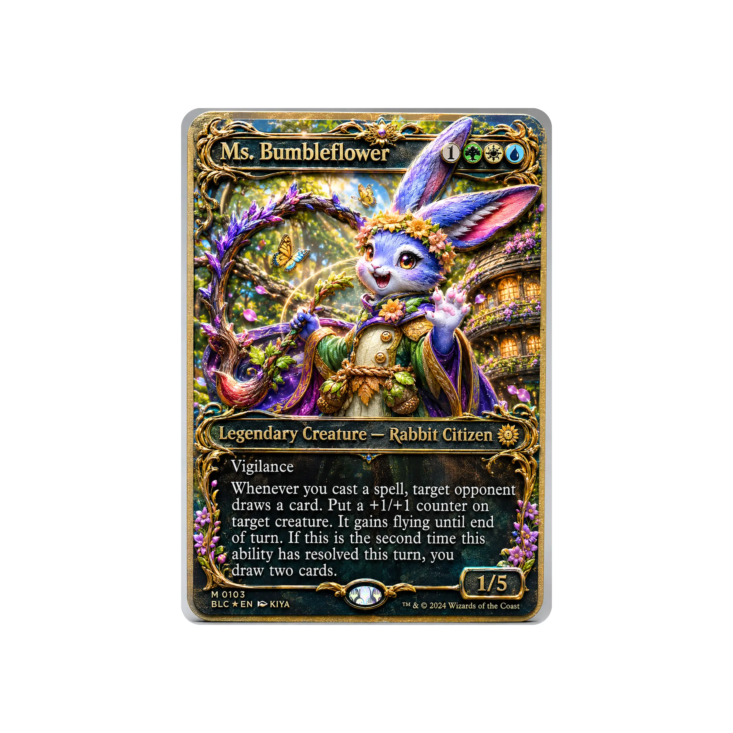Ms. Bumbleflower 3D Textured Metal Card | Magic the Gathering Collectible Display | MTG Metal Card