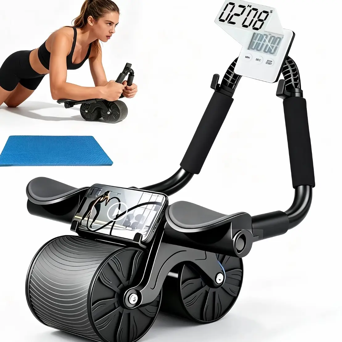 2026 Abs Exercise Equipment - Automatic Rebound Abdominal Core Muscle Ab Roller Wheel with Timer for Home Gym Kit, Gym Workout Improvement