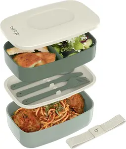 Bentgo Classic - Adult Bento Box, Stackable 3-Compartment Lunch Box with Removable Utensil Set and Sealing Strap, BPA-Free, Food Container Ideal for Meal Prep, Work, and On the Go