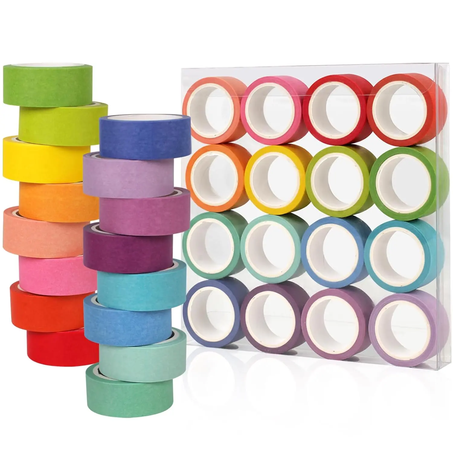 Tape Set, 16 Pack Decorative Tape, Multicolor, 15mm x 3m, Reusable, Ideal for Gift Wrapping, Journaling, Crafting, Decoration