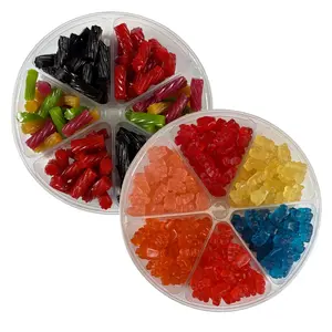 Gourmet Candy Gift Tray – 6 Compartment Premium Assortment | Choose Licorice (2 lb) or Gummy Bears (2 lb 6 oz)