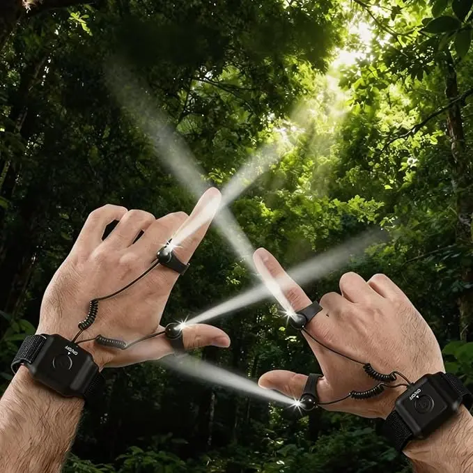 Rechargeable Finger Flashlights Lightweight and Adjustable, Gifts for Men Women, Hands-Free LED Finger Lights for Camping Fishing Hiking Repairing, Fathers Day Christmas Birthday Gift