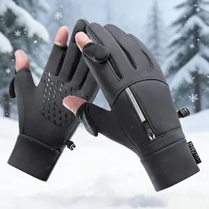 Men & Women Winter Fingerless Fishing Gloves, Windproof Cold Weather Touchscreen Motorcycle Cycling Gloves for Photography Hunting Driving Ski Running