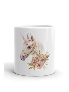 Floral Unicorn Mug - Ceramic, Microwave and Dishwasher Safe - 11 oz or 15 oz