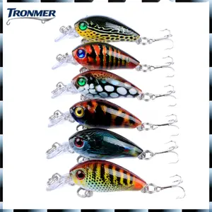 6pcs 4.5cm 4g Micro Crankbait - Slow Sinking Hard Lure with Rattling Chamber for Stream Bass, Crappie & Panfish - Ultralight Fishing