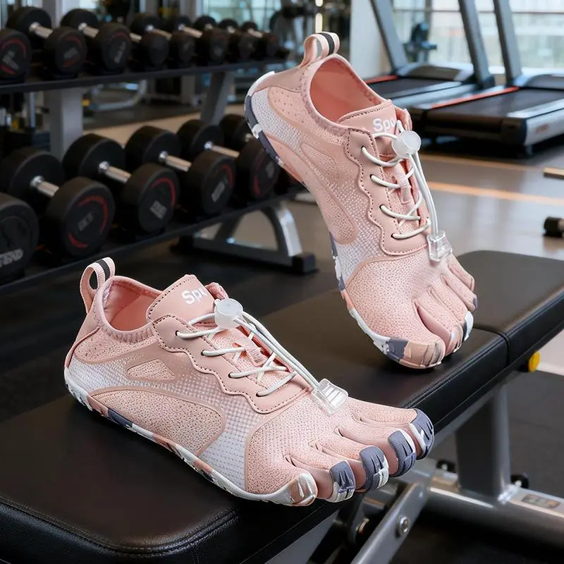 Women's Low Top Training & Gym Shoes, Unisex Quick-Dry Breathable Upper, Adjustable Lace-Up, Non-Slip Lightweight Snug Fit Sneakers for Gym & Beach, Yoga