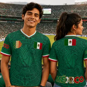 2026 Mexico Soccer Jersey for Men, Aztec Calendar Graphic Football Shirt, Retro V-Neck Fan Jersey, Lightweight Sportswear Top