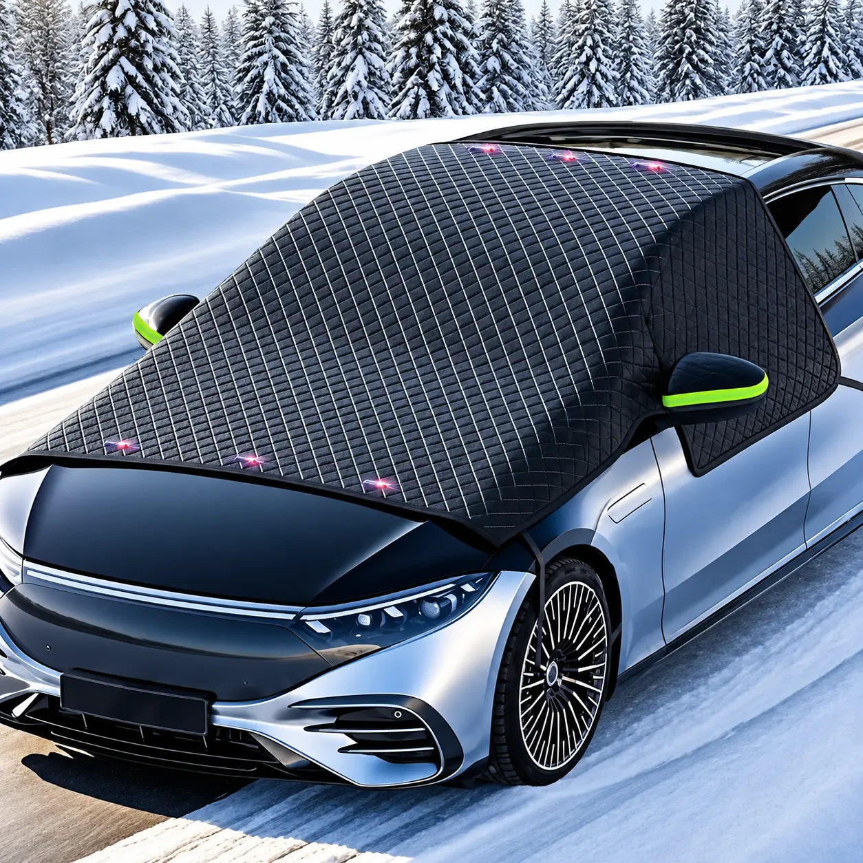 Car Windshield Snow Cover for Ice & Frost, Waterproof Oxford Fabric Windshield Protector with Secure Straps, Winter Snow Shield for Cars, SUVs & Trucks, Easy Installation, Outdoor Auto Accessories