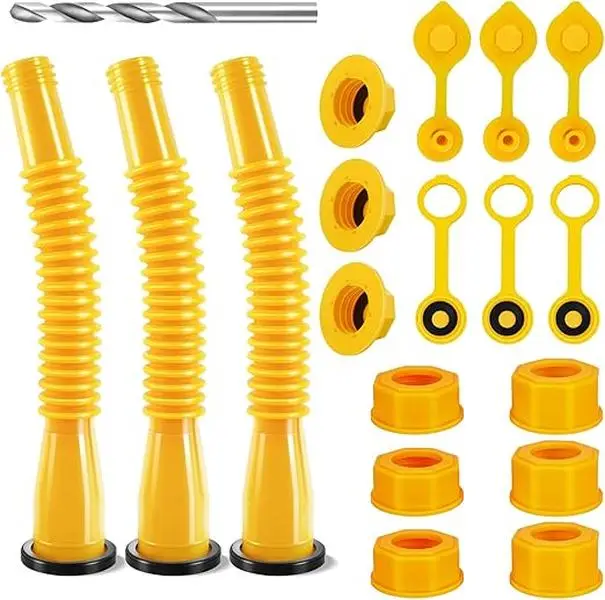 3 Sets Gas Can Spout Nozzle Replacement, Anti-spill Gas Can Nozzle Replacement, Gas Can Spout with Flexible Nozzle, Family Home Set, 1/2/5/10 Gal Can