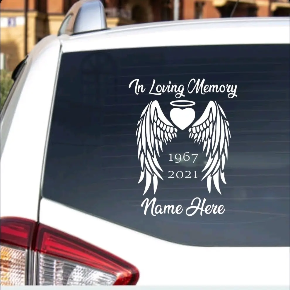 In loving memory, Angel Wings, vinyl window decal