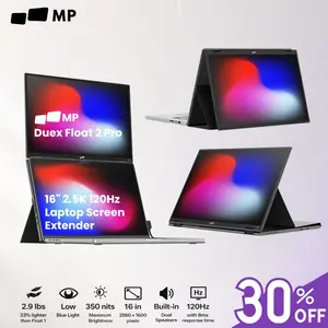 Mobile Pixels Duex Float 2 Pro 16" 2.5K 120Hz Portable Monitor, Laptop Screen Extender with Magnetic Built-in Kickstand, High-Resolution Display, USB C/HDMI Plug & Play for Mac/Windows/Switch Workfromhome