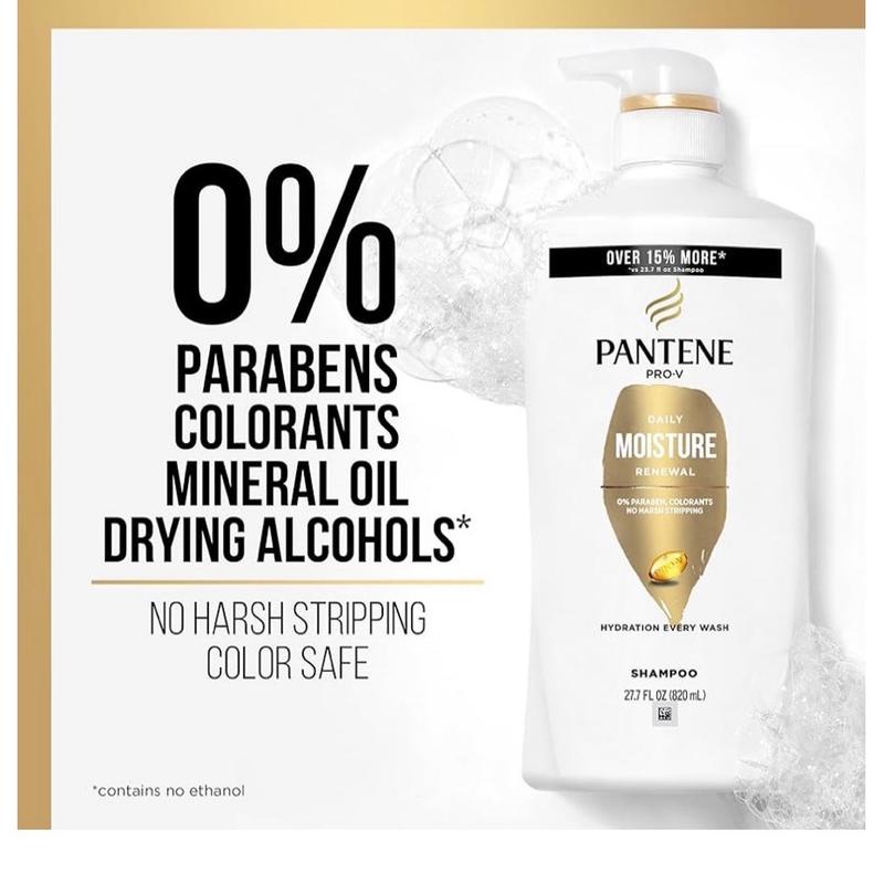 Pantene Daily Moisture Renewal Shampoo with Hair Mask Treatment, 27.7 Fl Oz Each, 2 Pack - Haircare  Repair Gentle Cleanser pantene  volume  shampoo