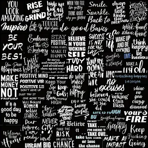 Motivational Phrase Pattern Sticker, 60pcs/set Self Adhesive Decorative Sticker, DIY Decal for Water Bottle, Laptop, Phone Case, Scrapbook, Journal Making