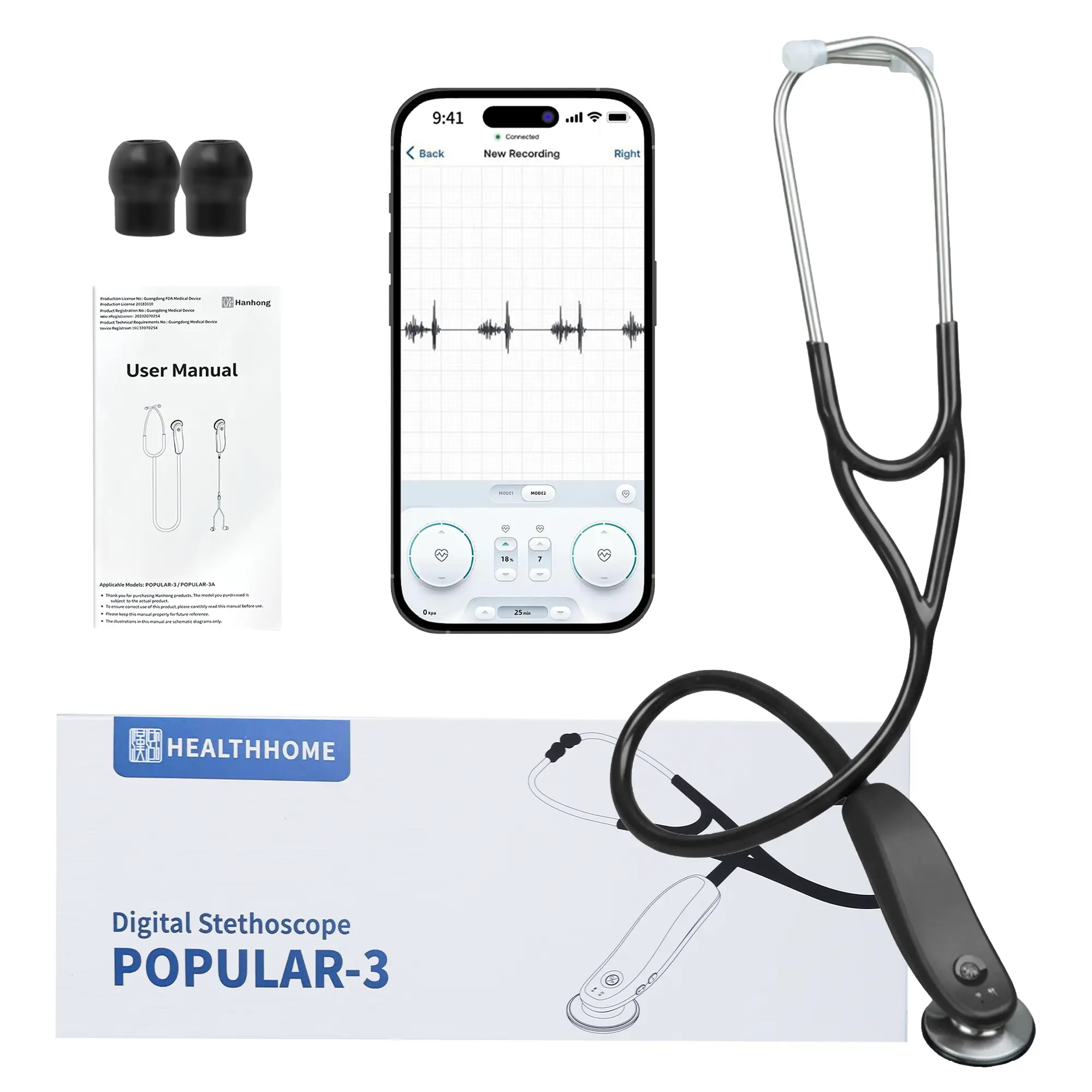 MaiWieel Digital Stethoscope with App – 40x Amplification, Active Noise Cancellation, Electronic Stethoscope for Nurses, Nursing Students, Doctors & Medical Professionals