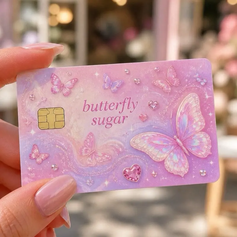 Coquette Debit Card Skin Sticker 2 Pack Pink Butterfly Vinyl Card Cover