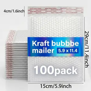 50/100 Pcs 5.9x11.4 Inch Bubble Mailers, Self-Sealing Padded Shipping Envelopes - Waterproof Tear-Resistant Bags for Mailing Long Necklaces, Travel Hairbrushes & Slim Magazines