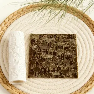 Retro Country Villa Carved Texture Roller, Country Style Decorative Pattern, High-Quality Plastic Ceramic Craft Tool, Suitable for Earrings, Pendants, and Holiday Craft Decorations, Durable, Perfect Gift for Craft Enthusiasts, Flower shape clay mold