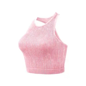 Sports bra underwear seamless ribbed comfortable single-layer cupless women's running fitness wear