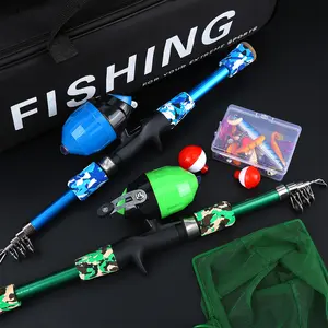 Closed Fishing Rod Reel Combo Set with Bait Box, Landing Net, Portable Bag, Beginner Fishing Kit, Full Starter Package, Telescopic Fishing Rod, Travel Rod, Telescopic Spincast Rod