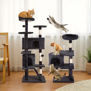 54'' 70'' 60" 22" Cat Tree Tower, Beautiful Perfect Gift for Cats, Multi-Level Furniture Activity Center with Scratching Post Stand House Apartment Fun Toy Kitten Pet Playhouse, Easy to Assemble, Gift