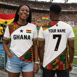 Personalized Ghana Soccer Jersey, V-neck Croptop Jersey, Ghana Football Crew Neck Shirt with Name Number 3UU