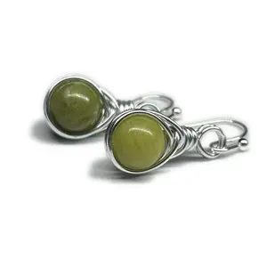Green Jade Earrings | Dainty Simplistic 8mm Gemstone Crystal Healing