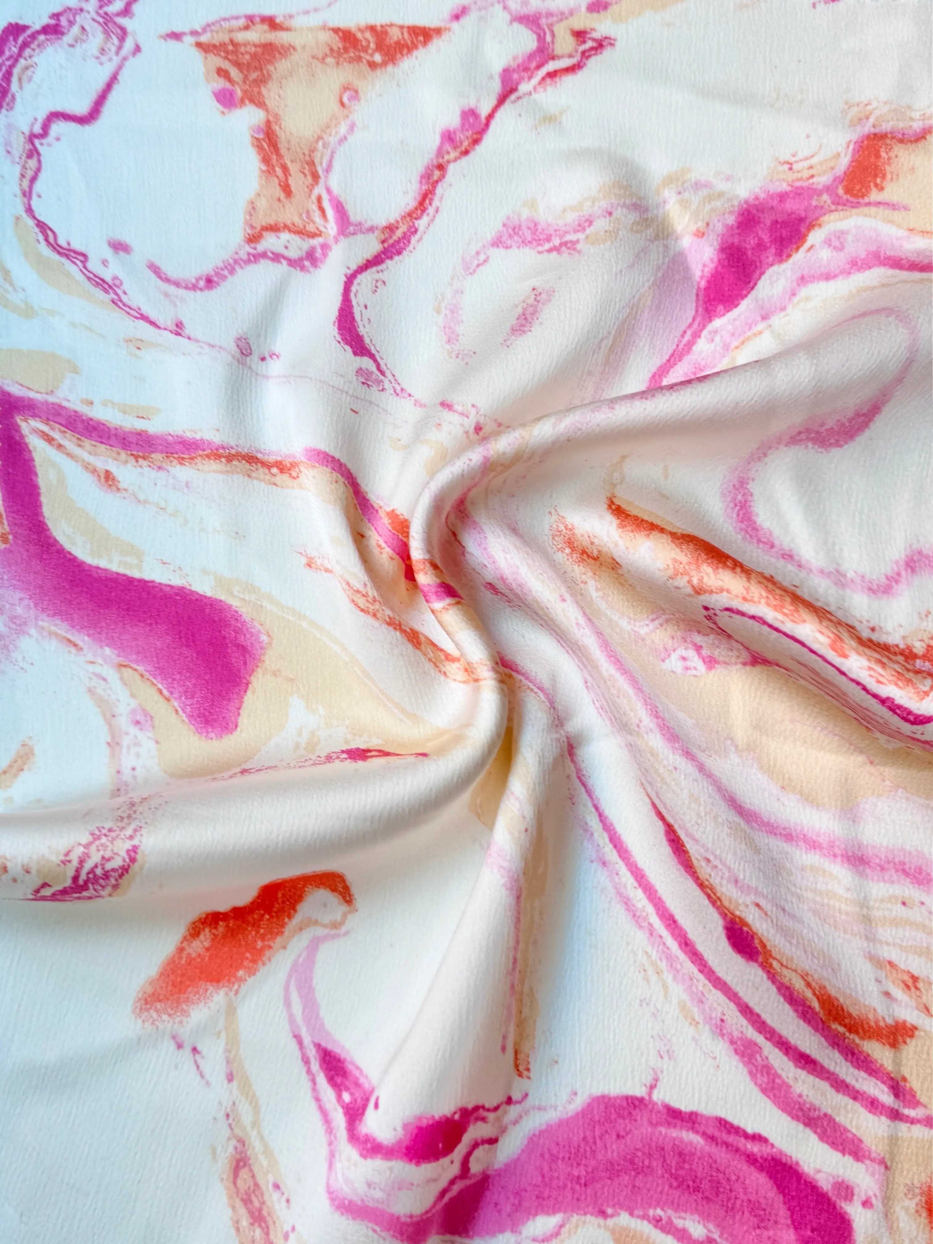 Marble Pink Printed Satin