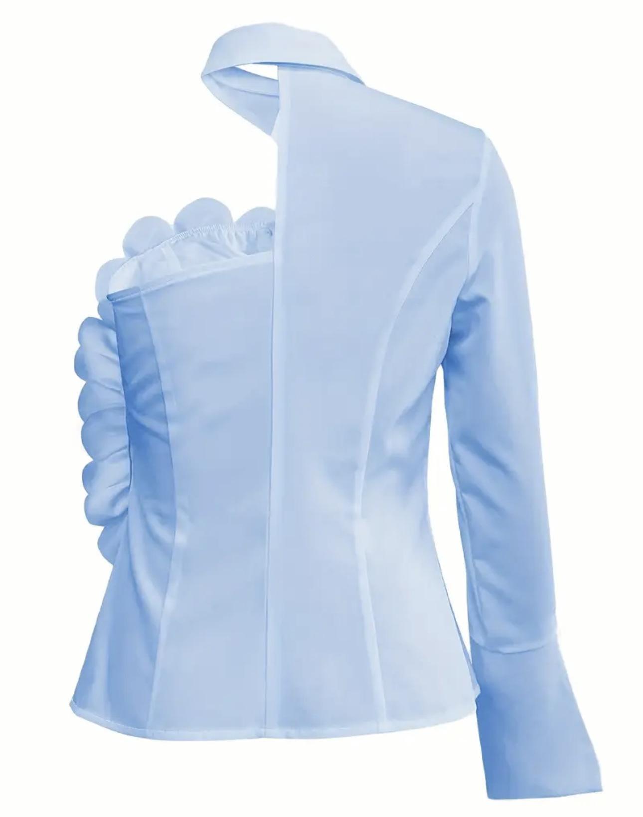 White Blouse With A One-shoulder TOP