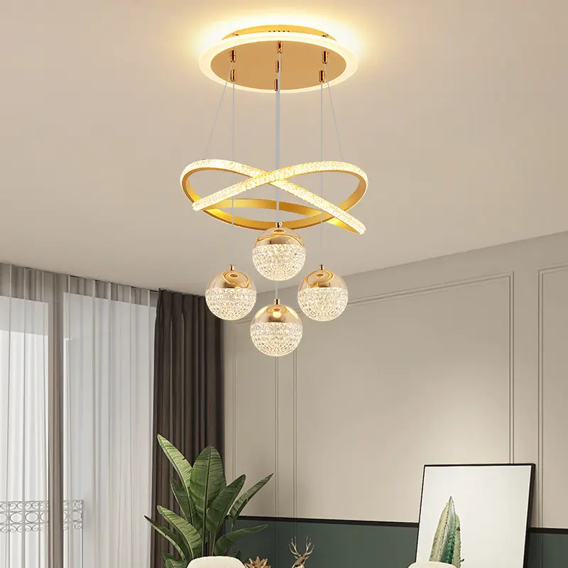 4-Head Gold Chandelier 