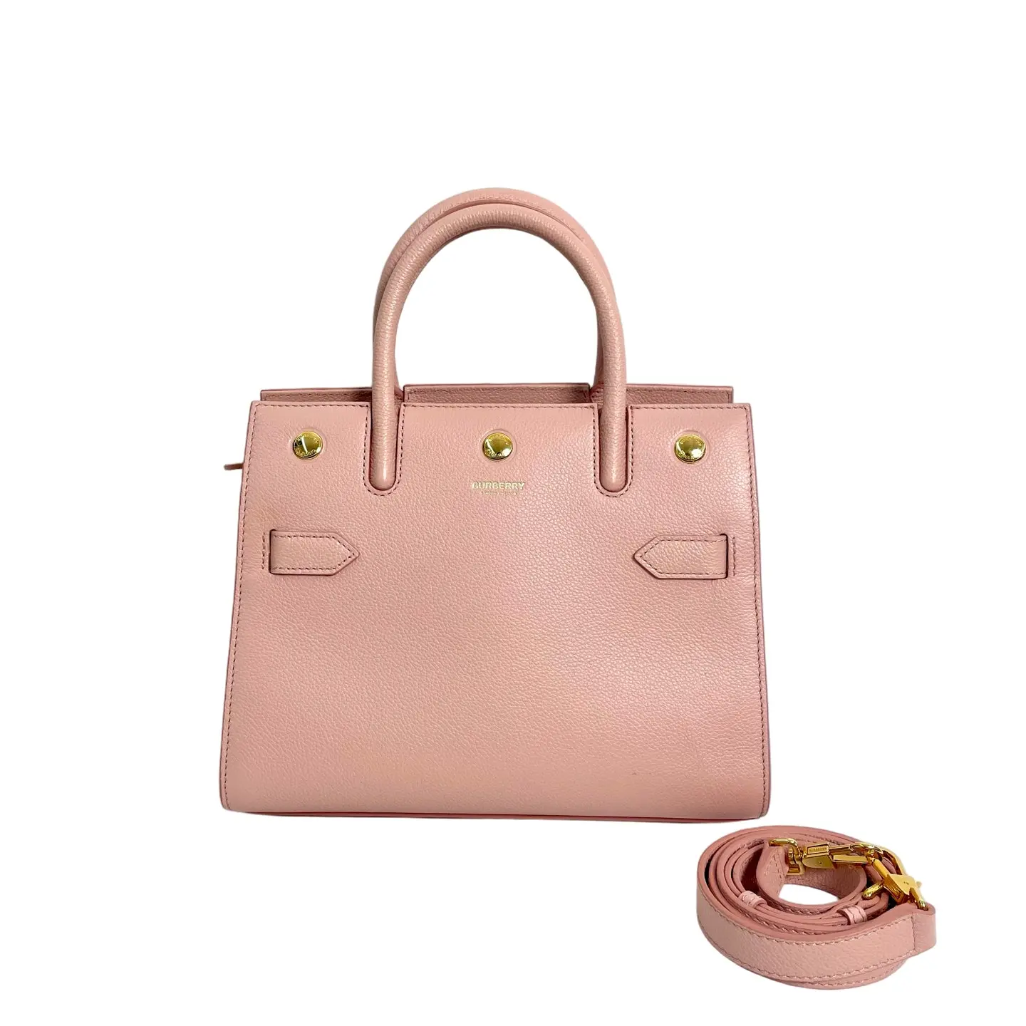 Pre-owned leather Handle bag Burberry Medium Banner Top in Blush Pink