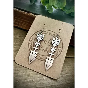 Silver Stainless Steel Geometric Arrow Earrings