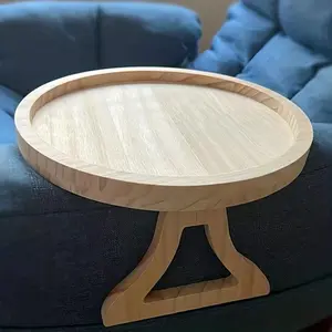 Stable Sofa Arm Tray Table, Punch-Free Clip on Armrest Table, Space-Saving Small Sofa Side Desk, Portable Household Table for Small Spaces, Practical Home Gift, Wooden Tabletop