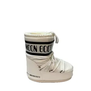 2025 Waterproof Moon Snow Boots for Women Mid High Tube Lace Up Warm Non Slip Winter Ski Shoes