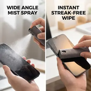 2-in-1 Magic Screen Cleaner Spray & Wipe - Instant Streak-Free Mist for Phone, Laptop, Car & iPad - Removes Fingerprints & Dust