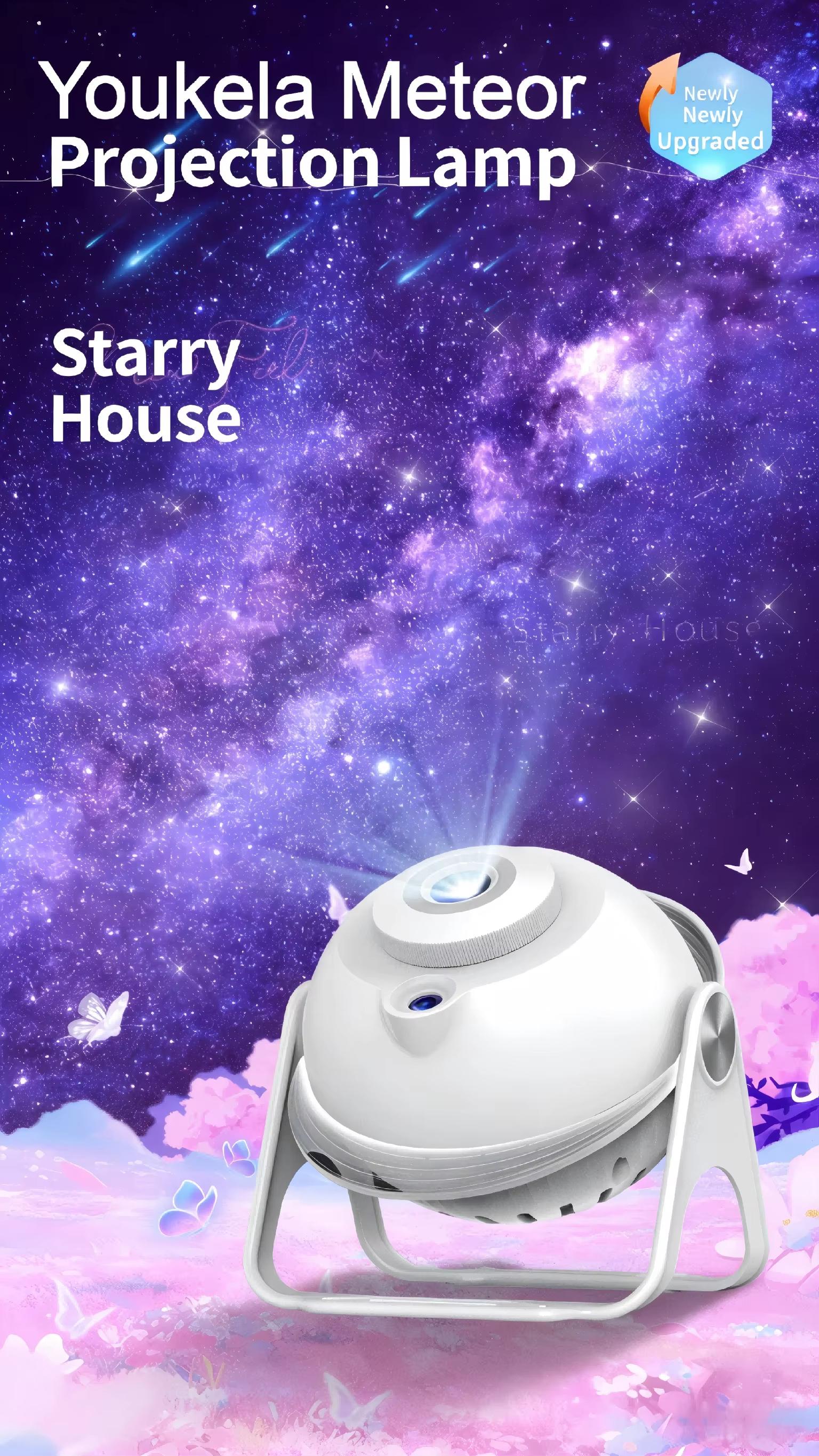Galaxy Star Projector, ASMR Visual & Auditory Sleep Aid with 13 HD Film Discs, 20 Soothing Sounds, Meteor Shower Effect, Built-in Bluetooth Speaker, Remote Control, Dimmable Night Light for Bedroom Relaxation