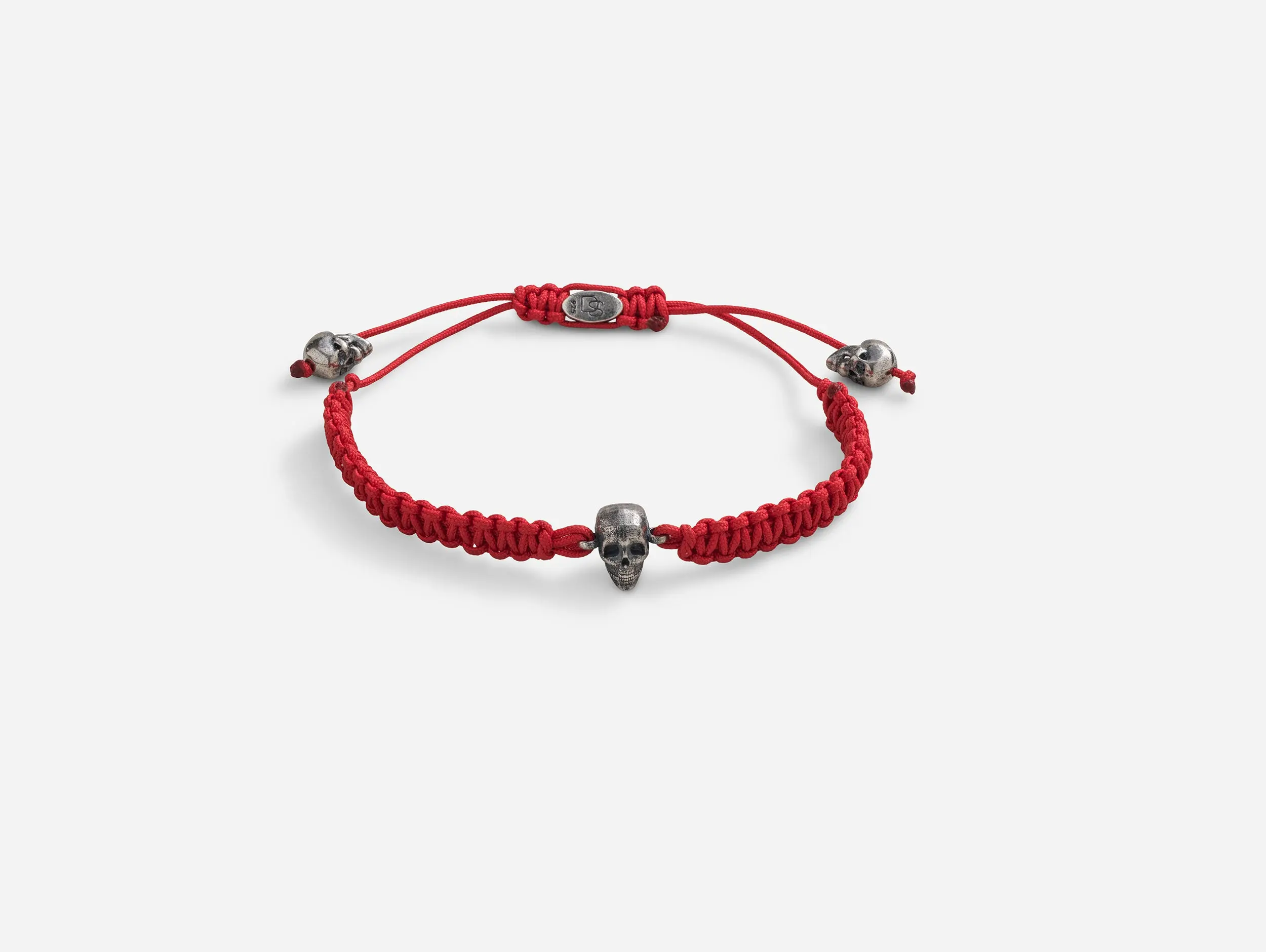 Degs & Sal Red Skull Bead Bracelet - Handmade in Italy with Sturdy Red Rope & Silver Skull Beads - Adjustable Pulley Mechanism - Lifetime Warranty