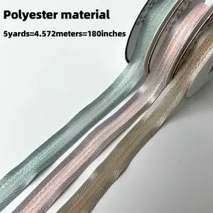 Striped Decorative Ribbon Accessories, Polyester Multicolor High-End Flower Decoration Gift Bow Tie, 5m 180 Inches Webbing