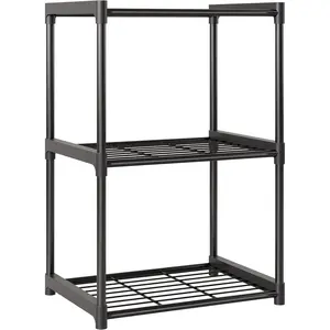 Storage Shelves Plastic Connectors Black Space Saving Sturdy Shelving Unit for Pantry Kitchen Closet Bathroom