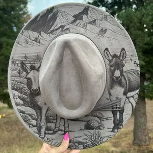 Wild Burro Engraved Fedora Hat - Perfect for Special Occasions with Unique Design and Colors Available