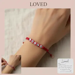 LOVED affirmation friendship bracelet style macrame knots-Jewelry with purpose-Adjustable Bracelet- Customize set- Gift