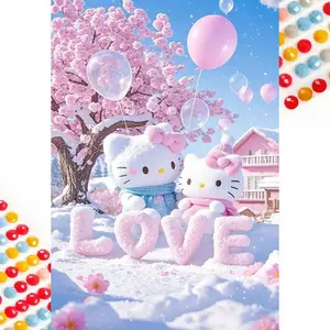 5D DIY Full Drill Diamond Painting - Diamond Painting Kit Cartoon Cat Mosaic Canvas DIY Wall Art, Home Wall Decoration