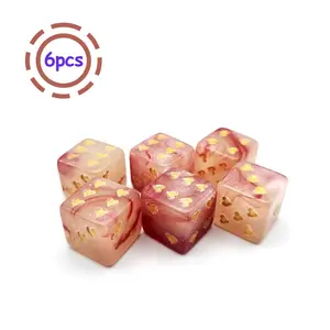 6 Heart Dice Set, 16mm Game Dice, Fashionable Simple Design, Party Activities Family Gathering Game Props