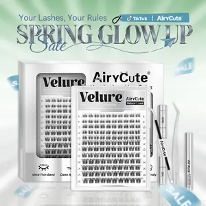 Velure | AiryCute Velour Luxe Collection Upgrade U Lashes with Ultra-Dense, Waterproof, Long-Lasting Lashes | Venus | Natural Daily | Beginner-Friendly DIY Lashes for a Flawless, Voluminous Look | Trendy & Must-Have Clusters