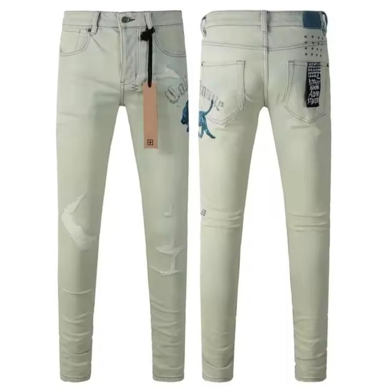Ksubi Mens Jeans with Distressed Design and Graphic Print Slim Fit Denim Pants for Casual Wear Menswear