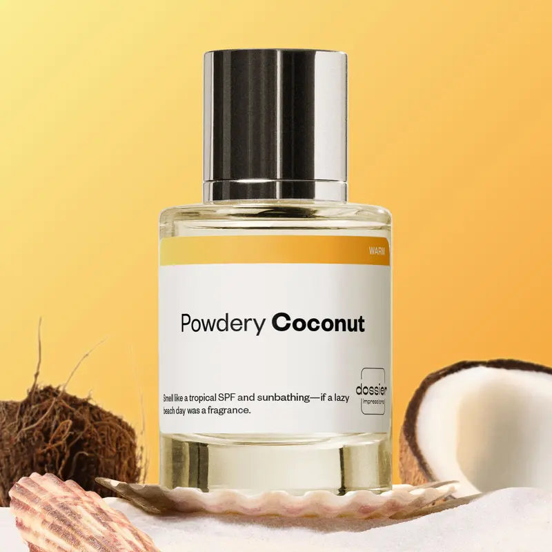Powdery Coconut, Dossier, Unisex, 50ml, Eau De Parfum, Cardamom, Pistachio, Bergamot, Ylang Ylang, Coconut, Jasmine, Amber, Cedarwood