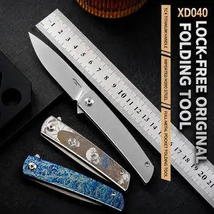 Mulight EDC XD040 Pocket Tool- Clipless & Non-locking Slipjoint, All Metal, M390 edge, Titanium Handle, Top flipper, bearing pivot system, every day carry