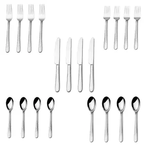20-piece Stainless Steel Flatware Set, Sillver, 14.25 x 2.50 x 9.63 Inches