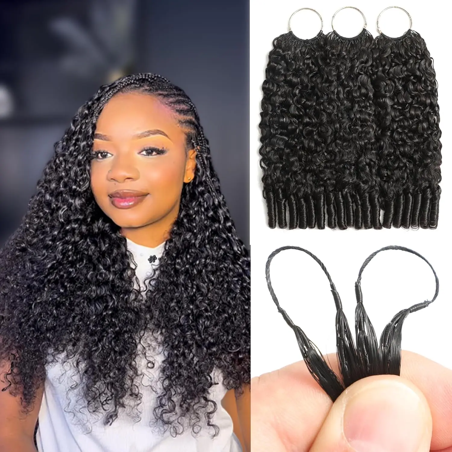 Micro Pre Looped Crochet Human Hair Extensions 16 Inch 1 Pack 120g Burmese Curly Human Feather-Line Invisible #SummerVibes Crochet Hair Pre Separated Knotless Crochet Human Hair For Braiding Twist