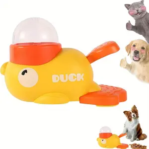 Interactive dog toy, slow-feeding duck-shaped feeder to prevent choking, dog treat dispenser with button, mental stimulation toy suitable for small and medium-sized dogs/cats/pets.