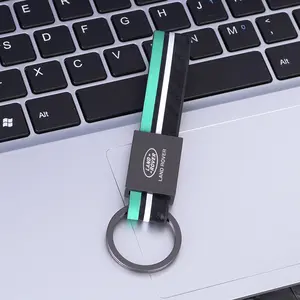 Leather Car Logo Keychain, Fashion Key Ring Pendant for Land Rover Range Rover Evoque Velar Defender Discovery Freelander